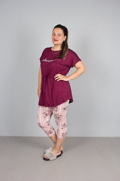 Truva XXL Plus Size Capri Top Drawstring Waist Pajama Set