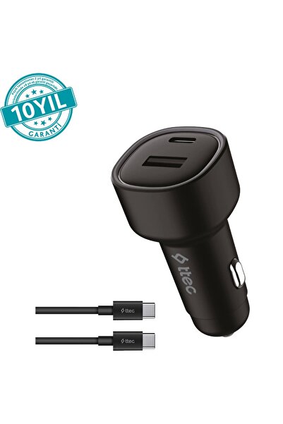 Ttec 2CKP02CS SmartCharger Duo PD 48W Araç İçi Hızlı Şarj Cihazı USB-C+USB-A - USB-C-USB-C 3A Kablo-