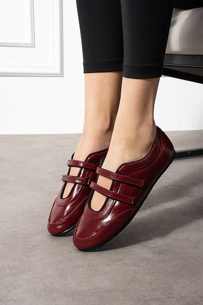 DESPİNA Elvi̇s Claret Red Women's Ballerinas – Orthopedic Comfortable Sole, Stylish Daily and Office Shoes