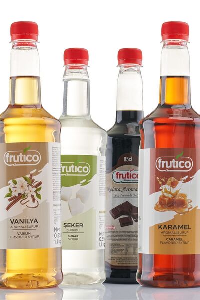 FRUTICO Kahve ve kokteyl şurubu (sosu) Seti 4x85cl (4x850ml)