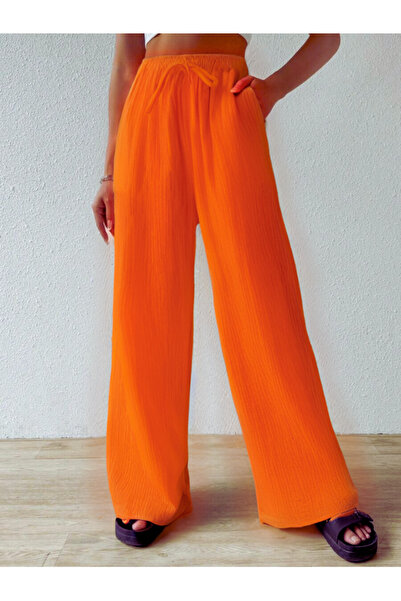 MOONBULL Women's Wrapped Fabric Waist Tied Woven Wide Leg Pants