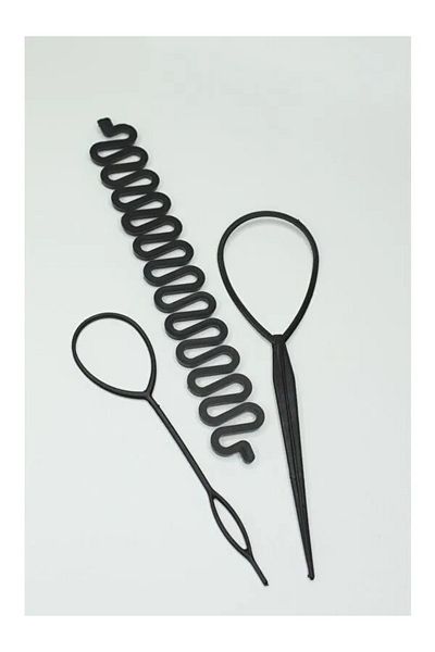 İnDerin Black Hair Knitting and Styling Practical Bun Buckle Apparatus Set of 3