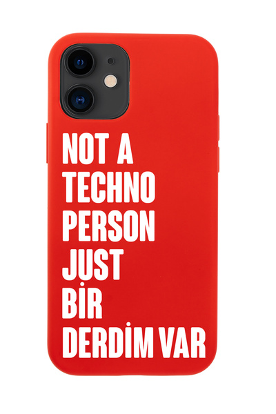 mooodcase iPhone 12 / 12 Pro Uyumlu Not Techno Person Just Bir Derdim Var Desenli Telefon Kılıfı