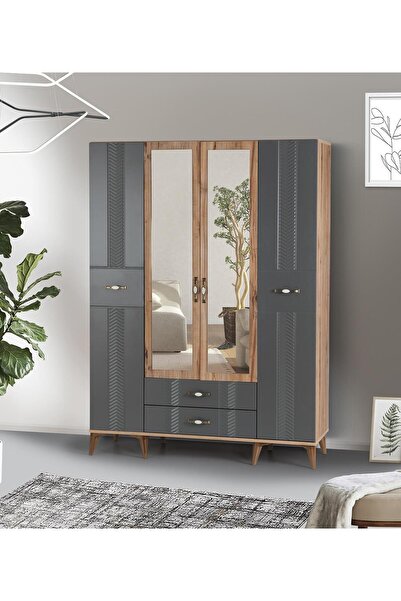 Erezogulları Mobilya Tuğçe Membran 4 Kapılı Gardrop Elbise Dolabı 145x47x200cm