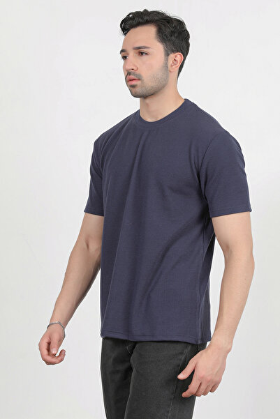 JB John Borners Ανδρικό μπλουζάκι με κοντό μανίκι με λαιμόκοψη Navy Blue - 2767