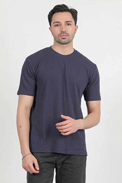 JB John Borners Ανδρικό μπλουζάκι με κοντό μανίκι με λαιμόκοψη Navy Blue - 2767