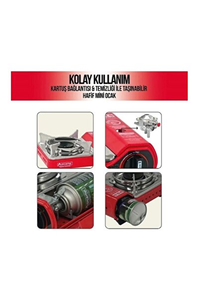 Orcamp Mini Portatif Kamp Ocağı - Çantalı - Gaz Stop Emniyetli - 8 Adet 227 gr Kartuş