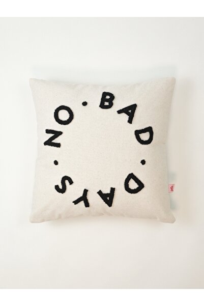 Galia Tasarım No Bad Days - Motto Punch Keten Kırlent Kılıfı - Siyah