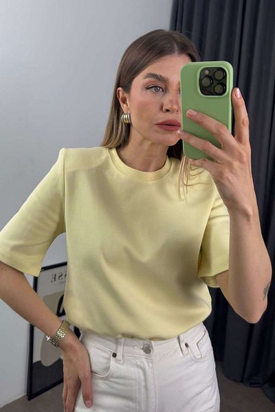 Sue Store Tricou galben oversize căptușit