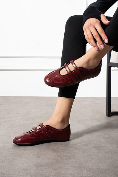 DESPİNA Elvi̇s Claret Red Women's Ballerinas – Orthopedic Comfortable Sole, Stylish Daily and Office Shoes