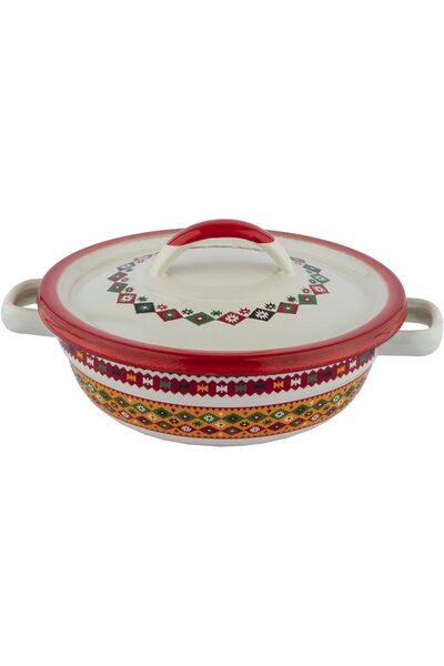 Generic Iron soup bowl with lid, Al-Saif Al-Badia design, 18 cm, multi-colored