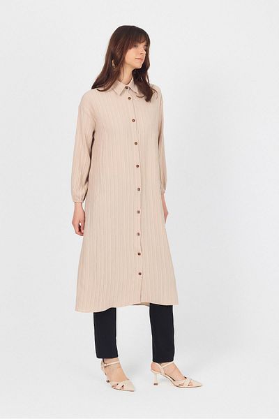 Rays Mink Buttoned Sleeve Elastic Long Tunic 4507A