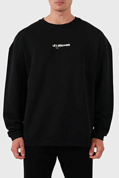 LES BENJAMINS Бавовняний логотип Regular Fit Велосипедна комір Світшот Чоловічий SWEAT LB24FWEAPMUSW