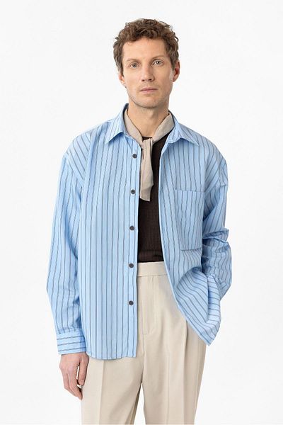 Antioch Blue Relax Fit Striped Men's Shirt