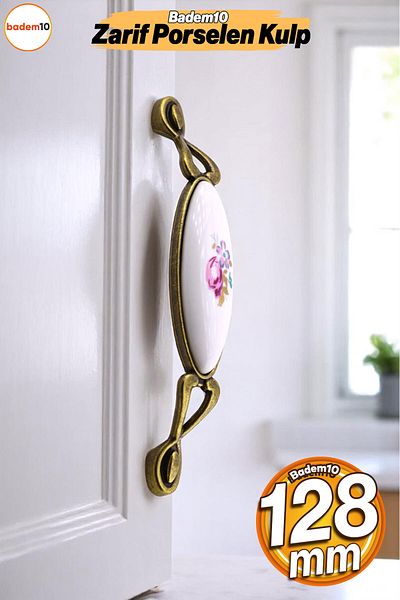 Badem10 Mâner elegant din porțelan anticat galben antic 128 mm Sertar de mobilier Dulap de bucătărie Dulap de dulap Mânere Kulb