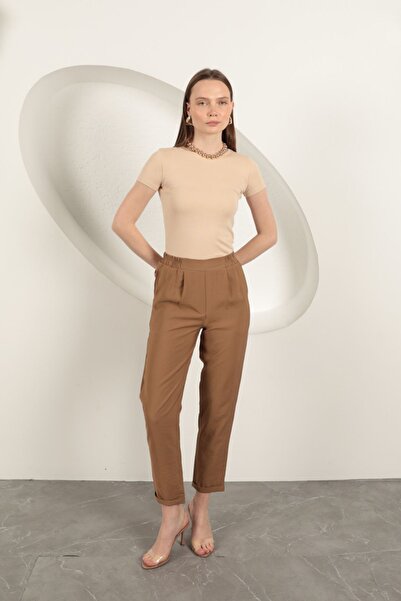 ARMESA Modal Fabric Double Leg Women's Trousers-Brown