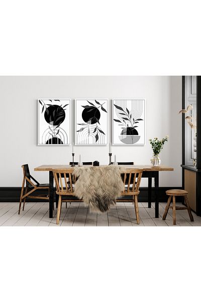 bestablo Black Gray Boho Framed Wooden Table Set, Home Decor Bestablo