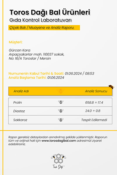 Toros Dağı Karakovan Balı 1 ,2 Kg