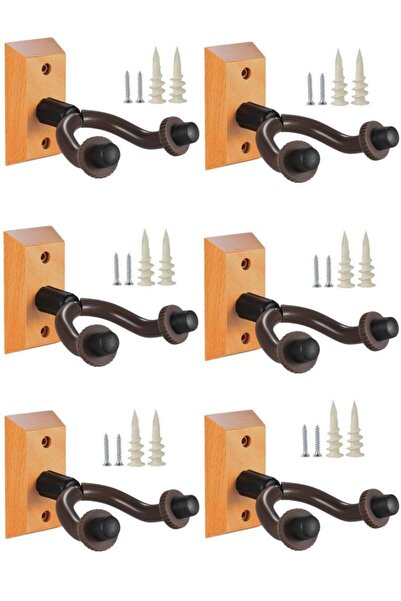 Chroma Gitar Bağlama Ukulele Duvar Askısı 6 Adet Standı Ahşap Yüzey + Dübel v...