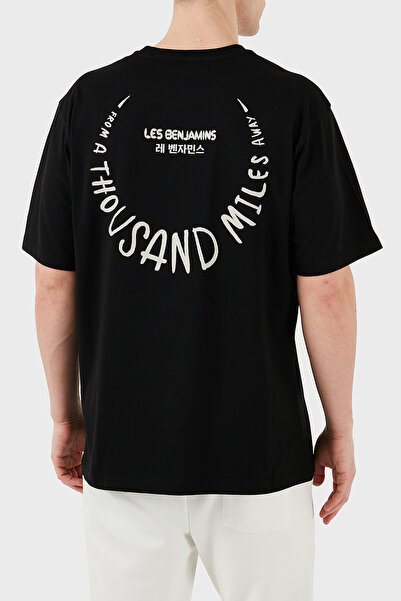 LES BENJAMINS Πίσω εμπριμέ 100% βαμβακερό μπλουζάκι με λαιμόκοψη ανδρικό μπλουζάκι LB25SSUNLMUTS