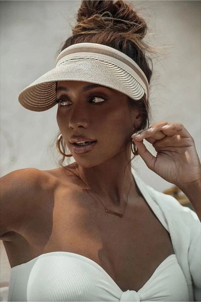 Luminos Butik Beige Sun Visor - Wide Brim Summer Sports and Beach Hat Hsr2000