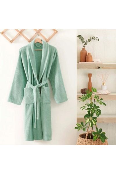 Taç Halat de baie cu guler șal din bumbac, mărimea L/XL, verde mint Tac