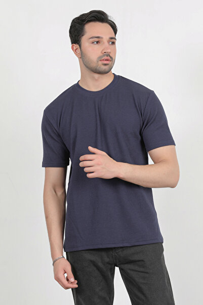 JB John Borners Ανδρικό μπλουζάκι με κοντό μανίκι με λαιμόκοψη Navy Blue - 2767