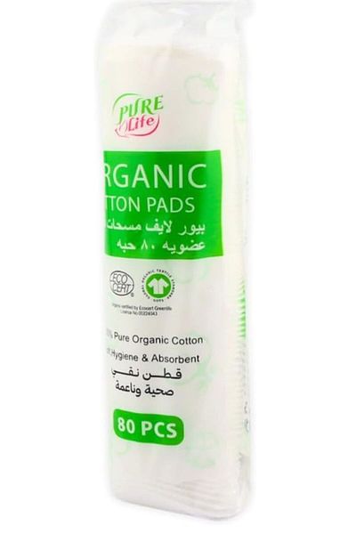 Pure Life Cosmetics PureLife Organic Cotton Pads 80pcs – Reusable, Soft, Eco-Friendly Makeup Remover Rounds
