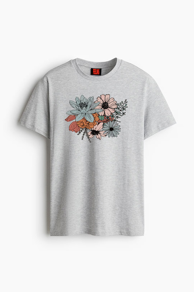 MARKATEM Унісекс м'яка тканина жіночий чоловічий оверсайз велосипедний комір бавовняний квітковий принт базовий футболка