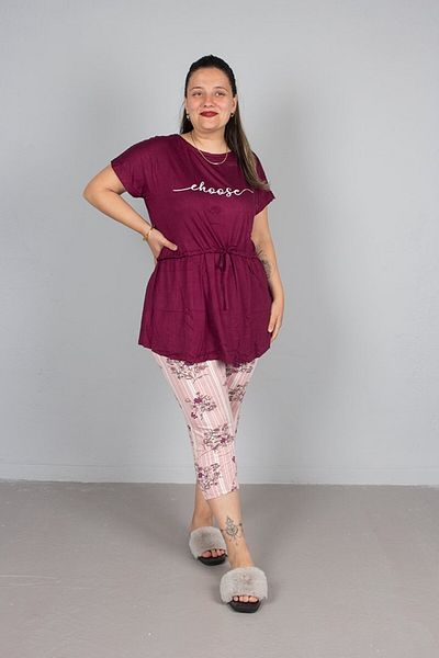 Truva XXL Plus Size Capri Top Drawstring Waist Pajama Set