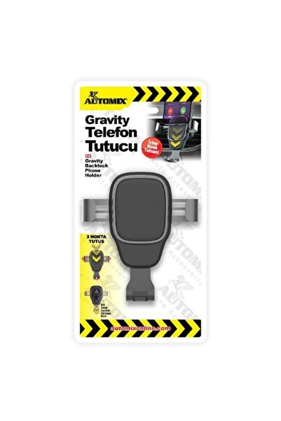 Automix Gravity 3 Kollu Pratik Klimaya Geçme Alüminyum Gövde Telefon Tutucu