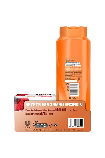 Elidor Instant Repair Care Hair Care Shampoo 650 ml + Kotex Ultra Normal 8-Pack Set of 2
