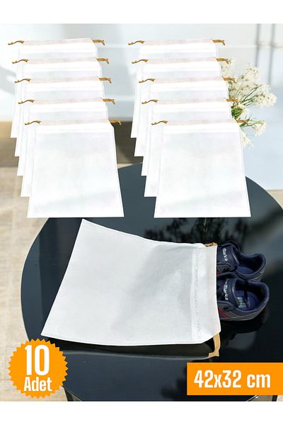 Balkan Room 10 Pcs White Drawstring Shoes Storage Bag Multipurpose Closet Drawer Suitcase Organizer