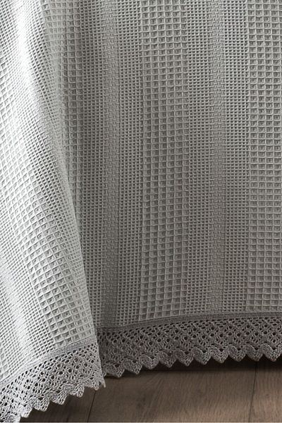 Sevim 100% Cotton Double Kopanaki Lace Honeycomb Pique 210X230 Cm-Gray