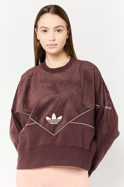 adidas Women Sportswear Fit Long Sleeve Outdoor Sweatshirt, Brown