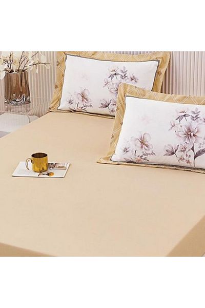 Super Design Pucioasa Mattress cover with elastic 160x 200 cm + 2 pillowcases 50x70 cm Beige D-6