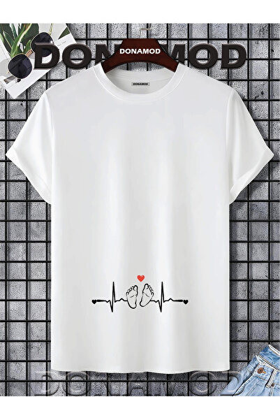 donamod Μαύρο Λευκό Unisex Κοντό μανίκι Oversize Φαρδιά Εφαρμογή Έγκυος Μωρό ...