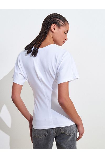 Dilvin 31585 Tricou cu draperie-ALB