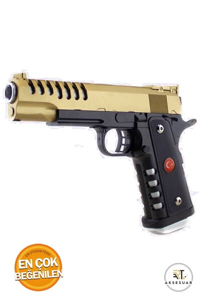 BambaPaw Boncuk Atan Tabanca - Renkli 22 Cm Kaliteli Boncuklu Tabanca + 300 Boncuk Mermi