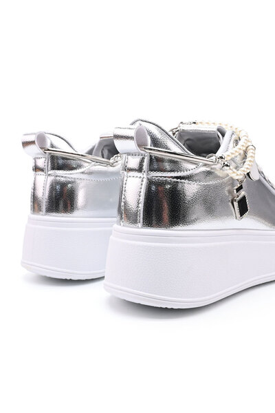 Tmall Pantofi Sport De Dama,Din Piele Ecologica,cu Lant decorativ,D1372,Silver