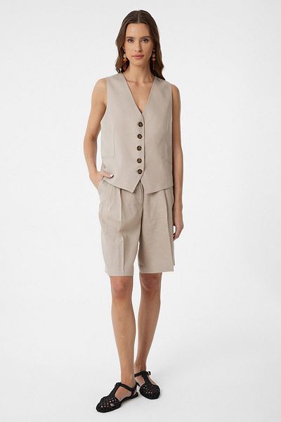 Antioch Beige Linen Blended Women's Bermuda