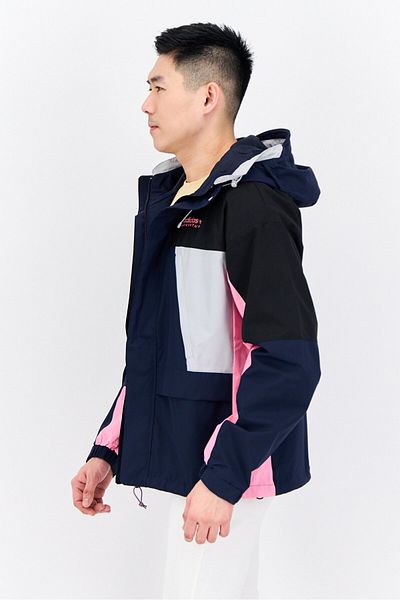 adidas Men Brand Logo Hooded Outdoor Jacket, Navy