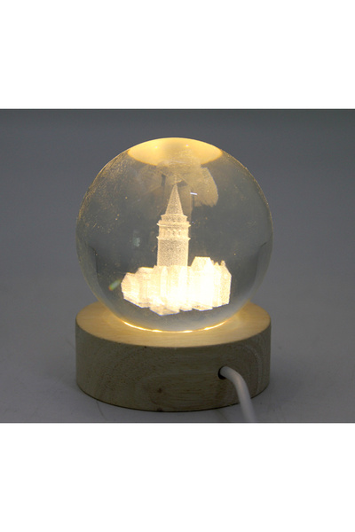 Genel Markalar 3D İSTANBUL GALATA KULESİ TEMALI KRİSTAL CAM KÜRELİ LED LAMBA