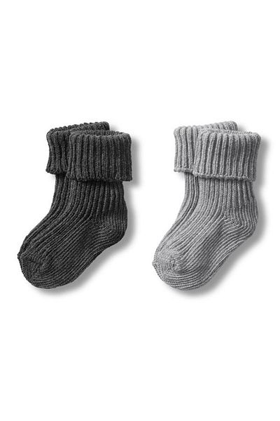 Tchibo Toddlers Boy 2 Pairs Textured Socks, Dark Grey And Light Grey