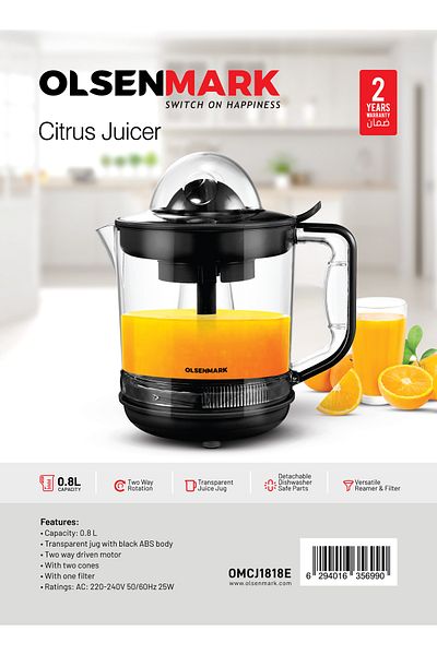 Olsenmark Citrus Juicer With Jug 0.8 L 25 W OMCJ1818 Multicolour