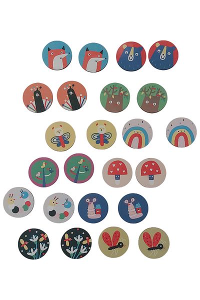 Fizello Forest Forest / 24 Piece Wooden Matching Cards / Children's Baby Toy