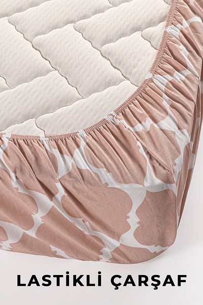 Evimemoda Double Pique Set with Elastic Sheets Code Oslo Powder
