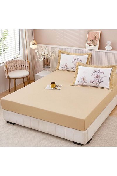 Super Design Pucioasa Mattress cover with elastic 160x 200 cm + 2 pillowcases 50x70 cm Beige D-6