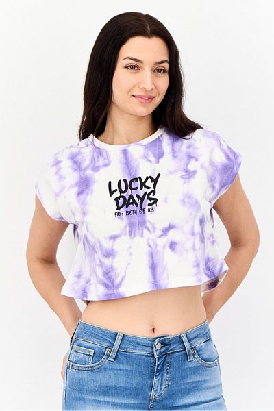 DeFacto Women Regular Fit Tie Dye Print T-shirt, Multicolor