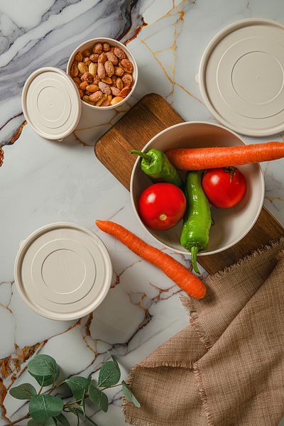 clasavm Set of 3 Soft Lid Storage Containers, Round Bowl with Lid, 0.2- 0.6 - 1.2L